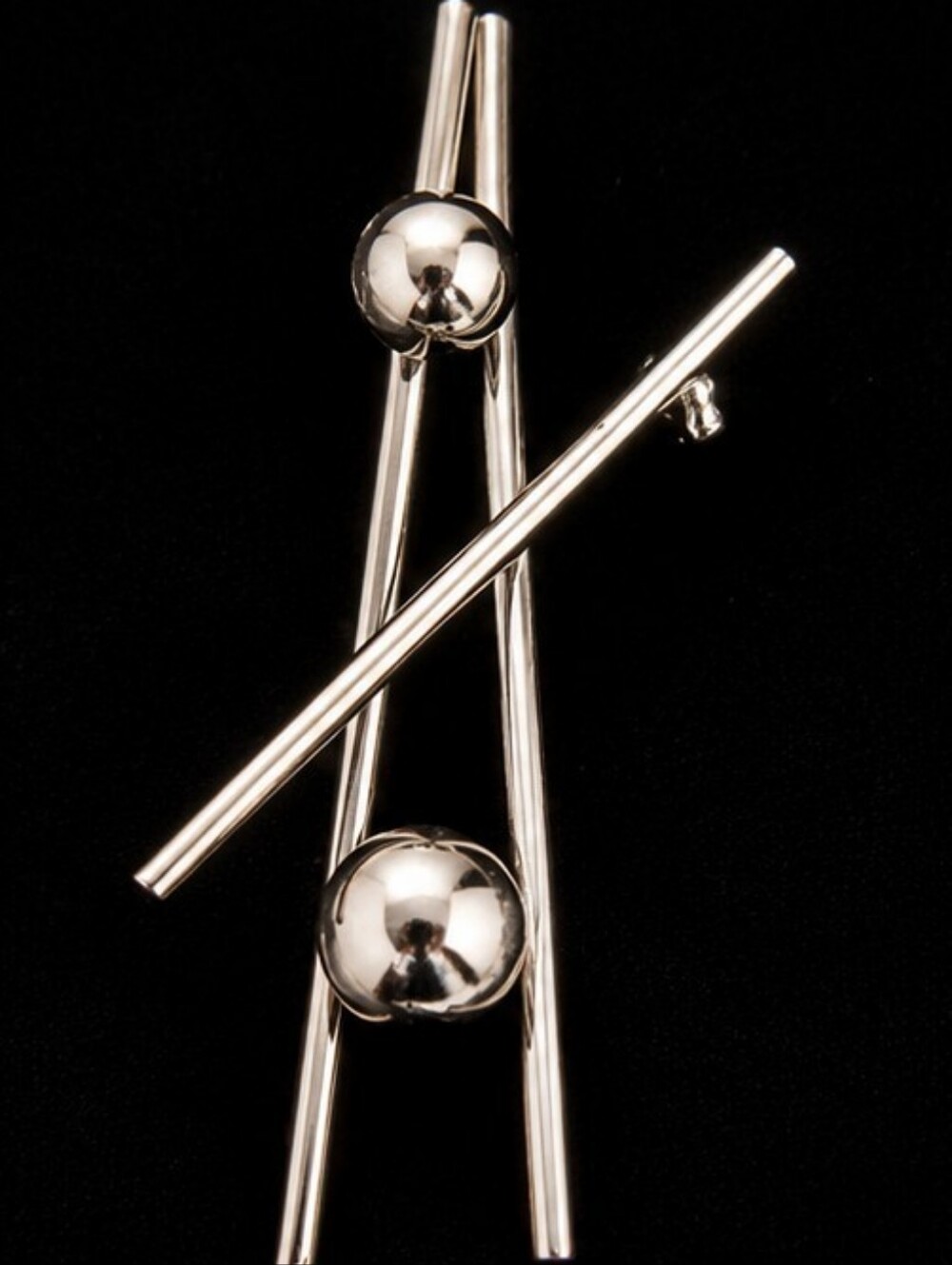 Vintage Mid Century Modern Atomic Geometric Silver Tone Modernist Brooch 1950s